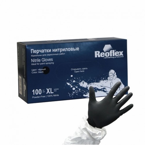 Reoflex Перчатки нитриловые XL Чёрные (100шт)